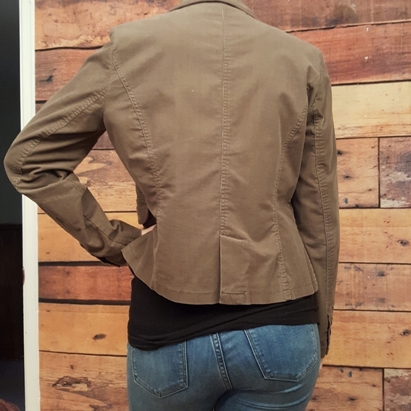 JACKPOT green Olive corduroy fitted cropped blazer - Picture 4 of 8